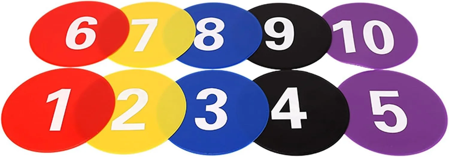 10 Pcs Flat Cones Spots Markers, Floor Dots Spots Markers, 9 Inch Nonslip Plastics Agility Markers Flat Field Cones Floor Dot