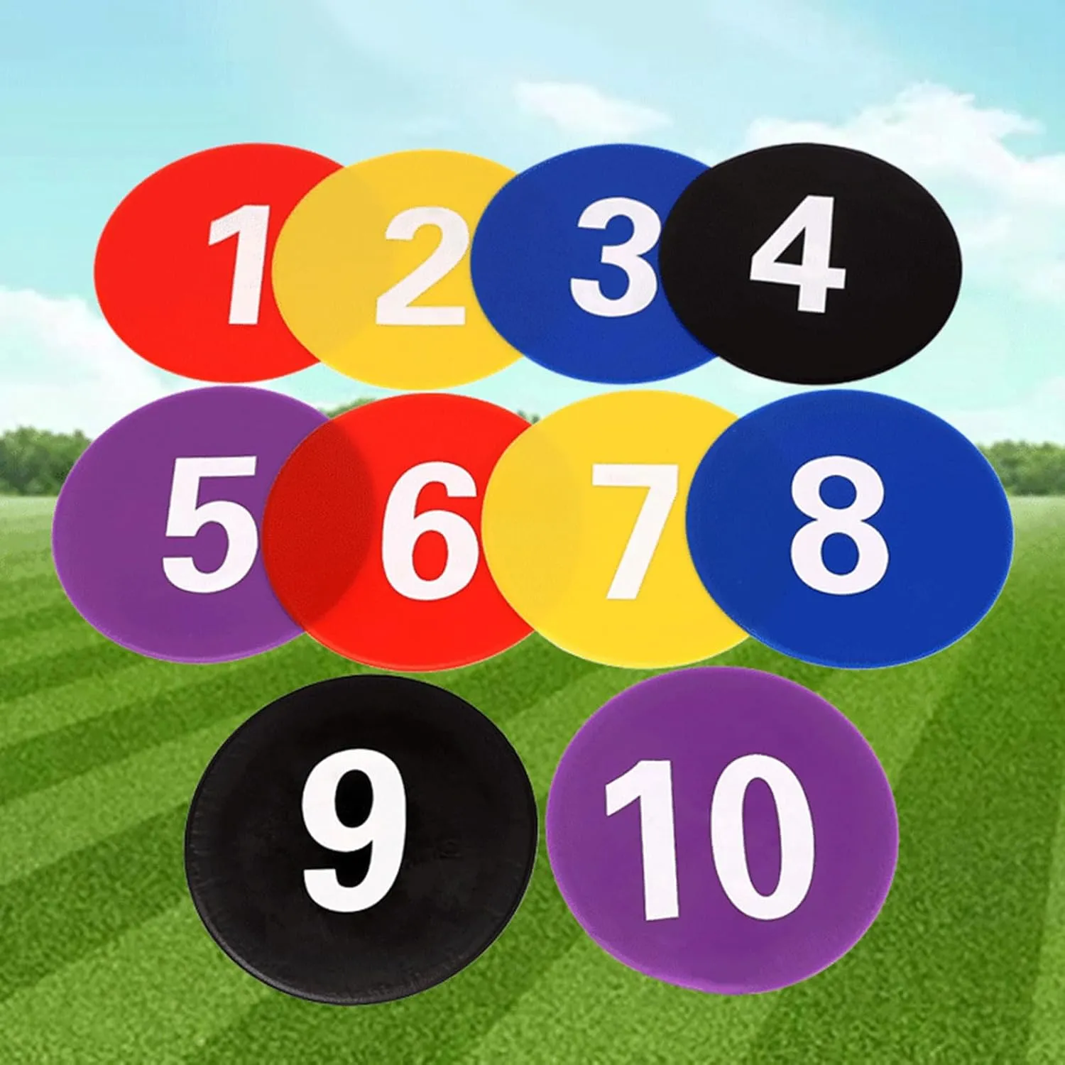 10 Pcs Flat Cones Spots Markers, Floor Dots Spots Markers, 9 Inch Nonslip Plastics Agility Markers Flat Field Cones Floor Dot