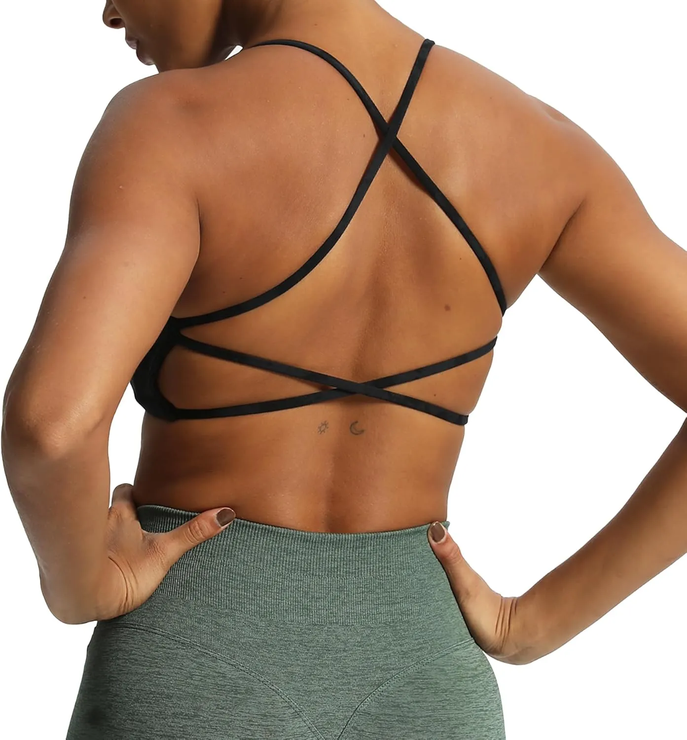 Aoxjox Women's Workout Sports Bras Fitness Backless Padded Ivy Low Impact Bra Yoga Crop Tank Top