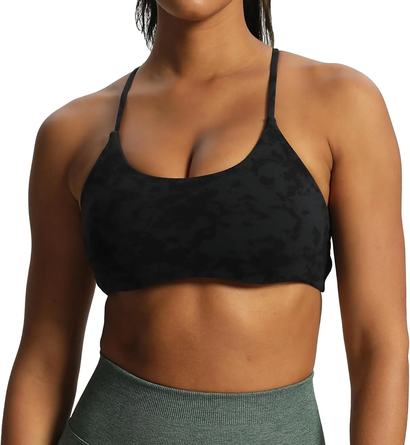 Aoxjox Women's Workout Sports Bras Fitness Backless Padded Ivy Low Impact Bra Yoga Crop Tank Top