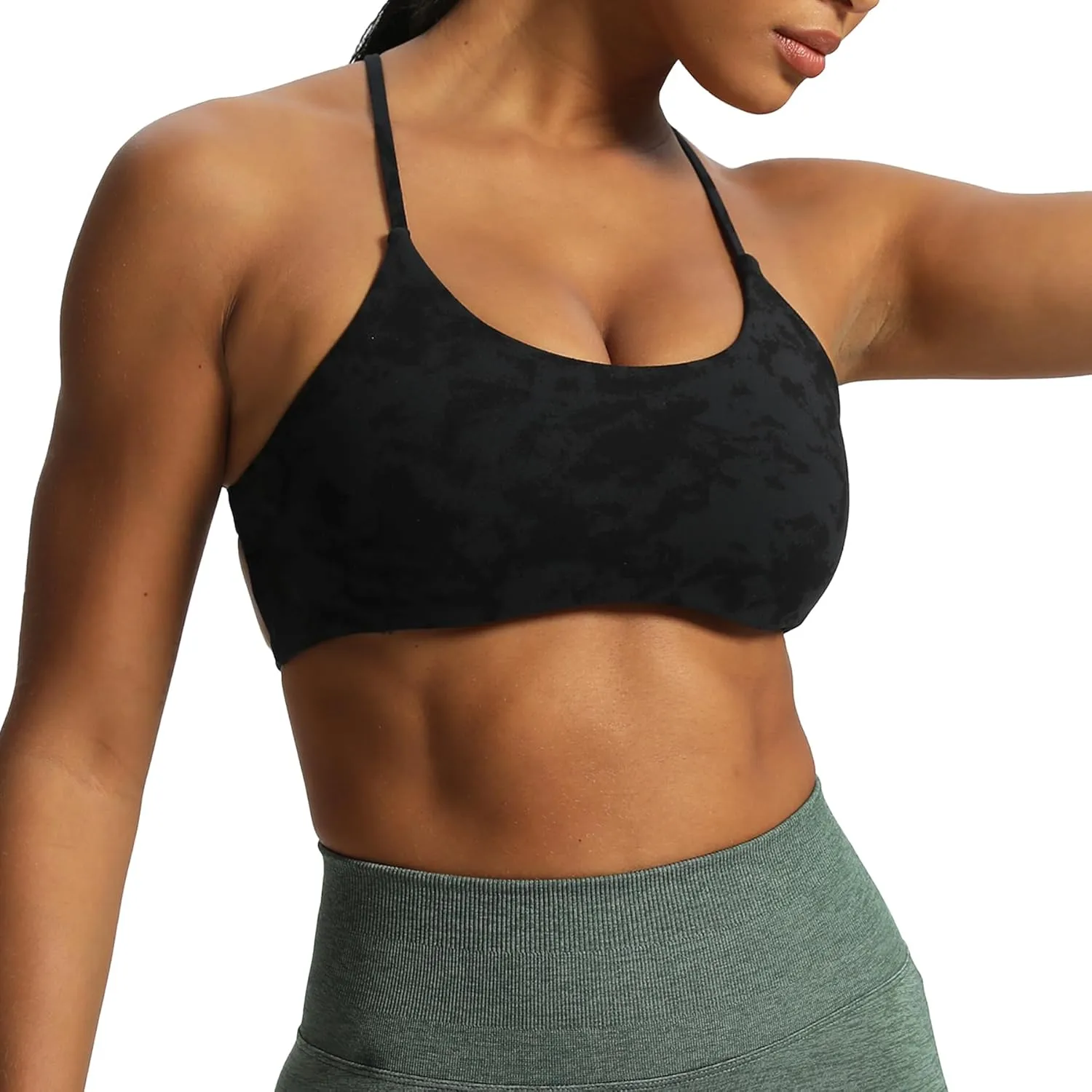 Aoxjox Women's Workout Sports Bras Fitness Backless Padded Ivy Low Impact Bra Yoga Crop Tank Top