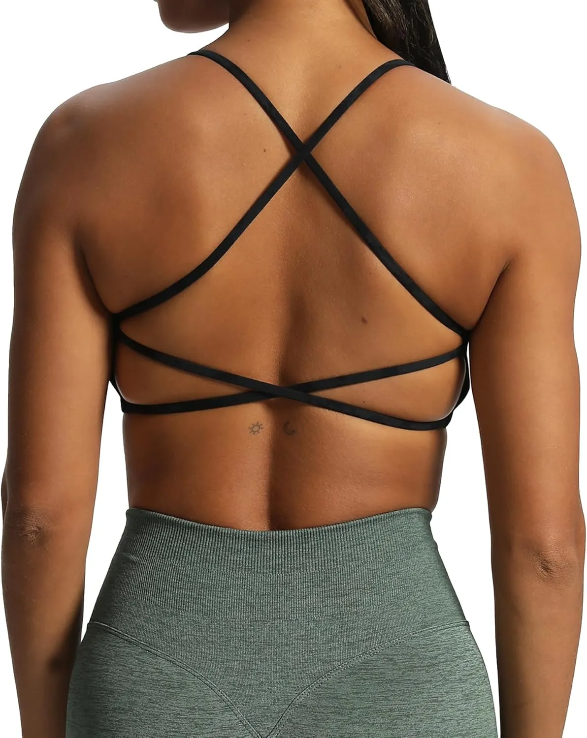 Aoxjox Women's Workout Sports Bras Fitness Backless Padded Ivy Low Impact Bra Yoga Crop Tank Top