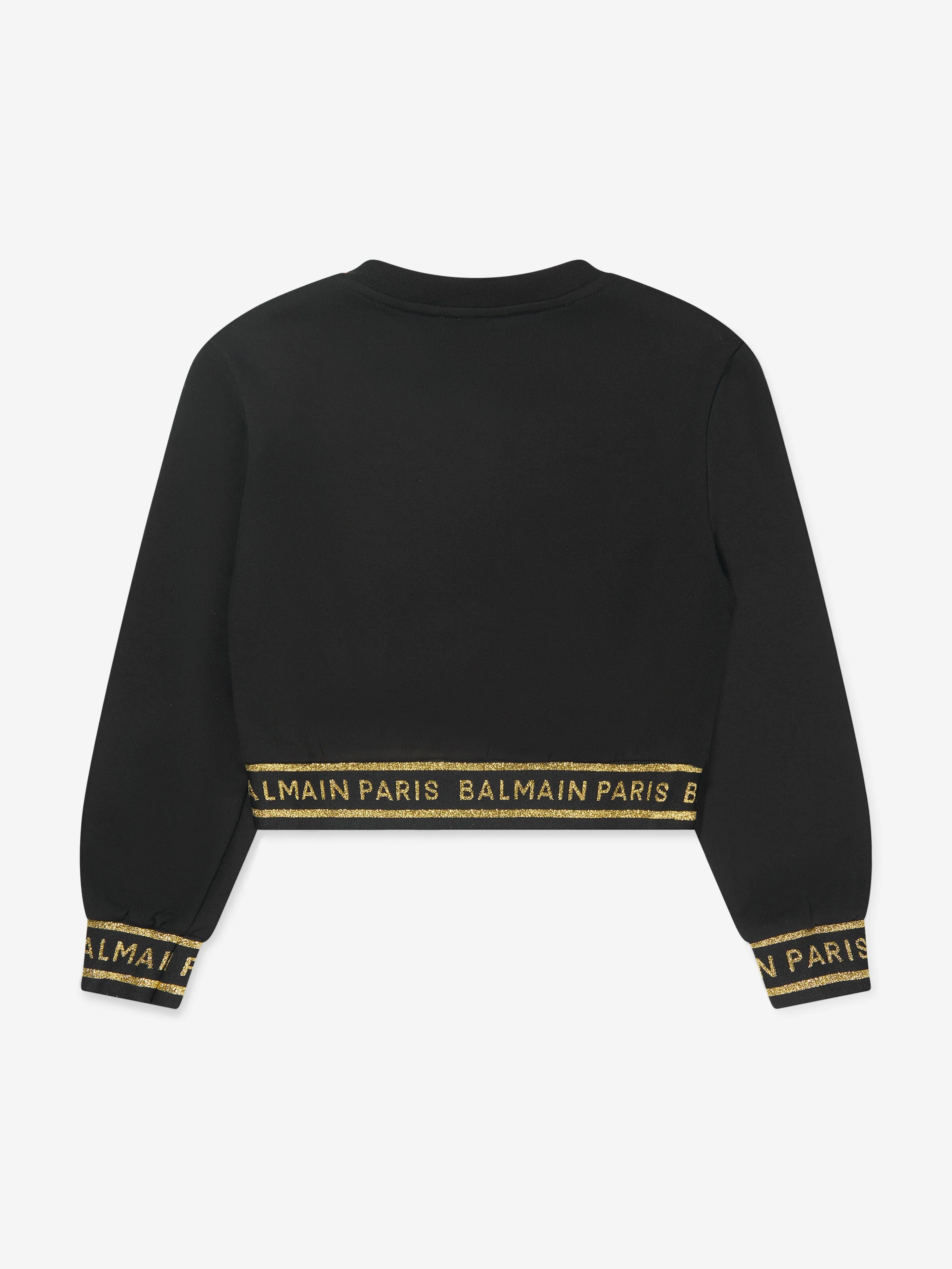 Balmain Girls Cropped Logo Sweatshirt