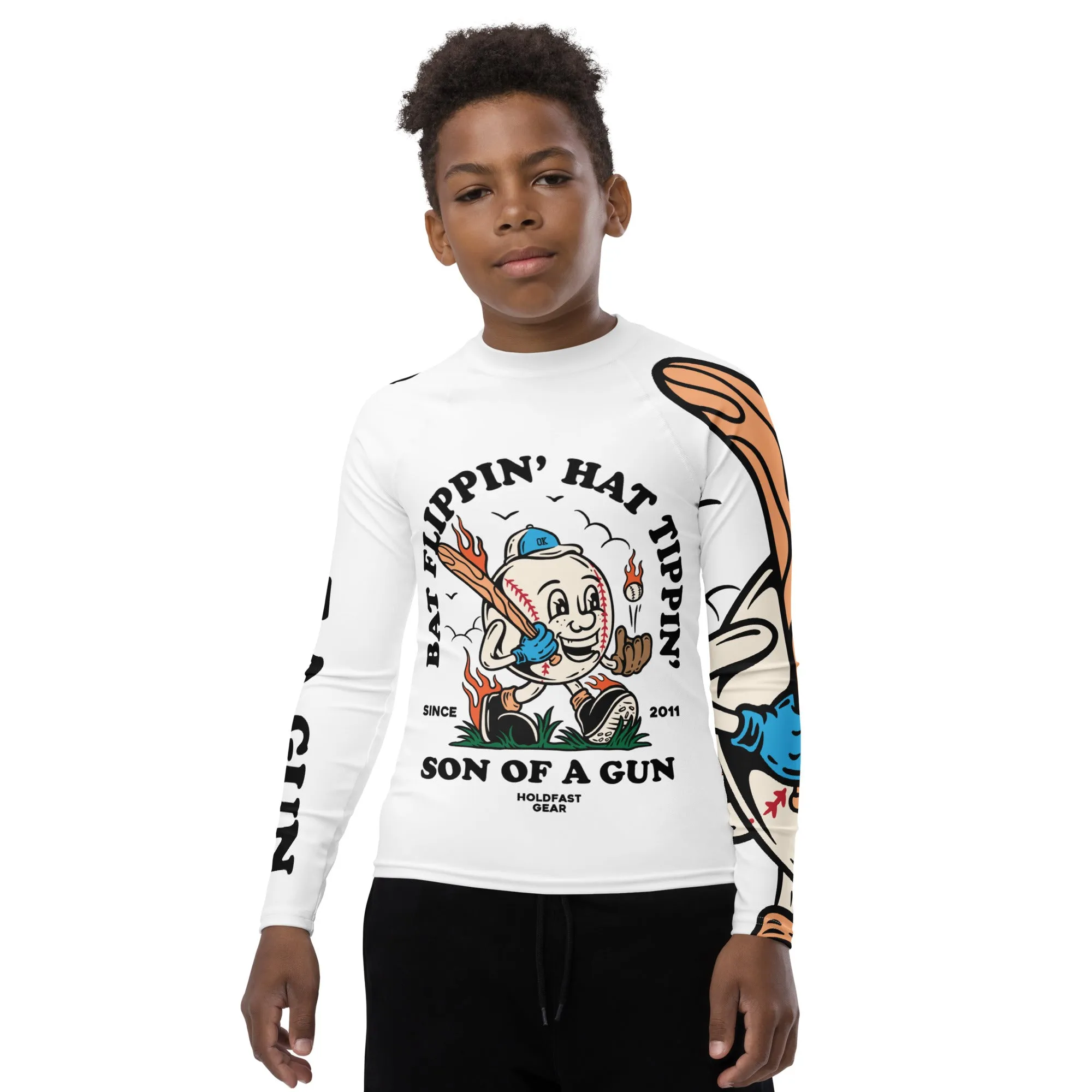 Bat Flippin' Hat Tippin' Youth Rash Guard