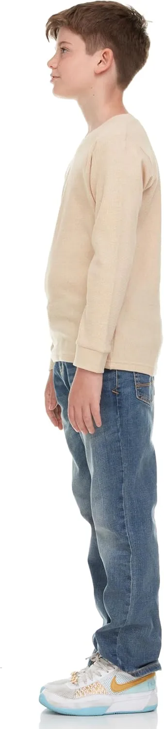 Boys' 2-Pack Long Sleeve Thermal Shirts  Warm & Breathable Tops for School and Play, Sizes 4-18