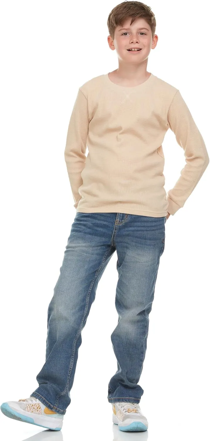Boys' 2-Pack Long Sleeve Thermal Shirts  Warm & Breathable Tops for School and Play, Sizes 4-18