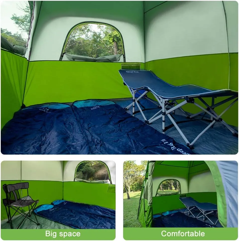 CAMPROS CP Tent 6/8 Person Camping Tents, Waterproof Windproof Family Tent with Top Rainfly, Large Mesh Windows, Double Layer, Easy Set Up, Portable with Carry Bag, for All Seasons