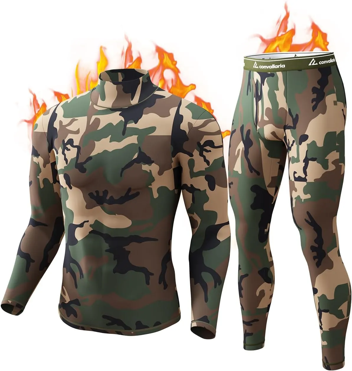 CL convallaria Long Johns Thermal Underwear for Men Soft Fleece Lined Base Layer Cold Weather Top Bottom Gift Set