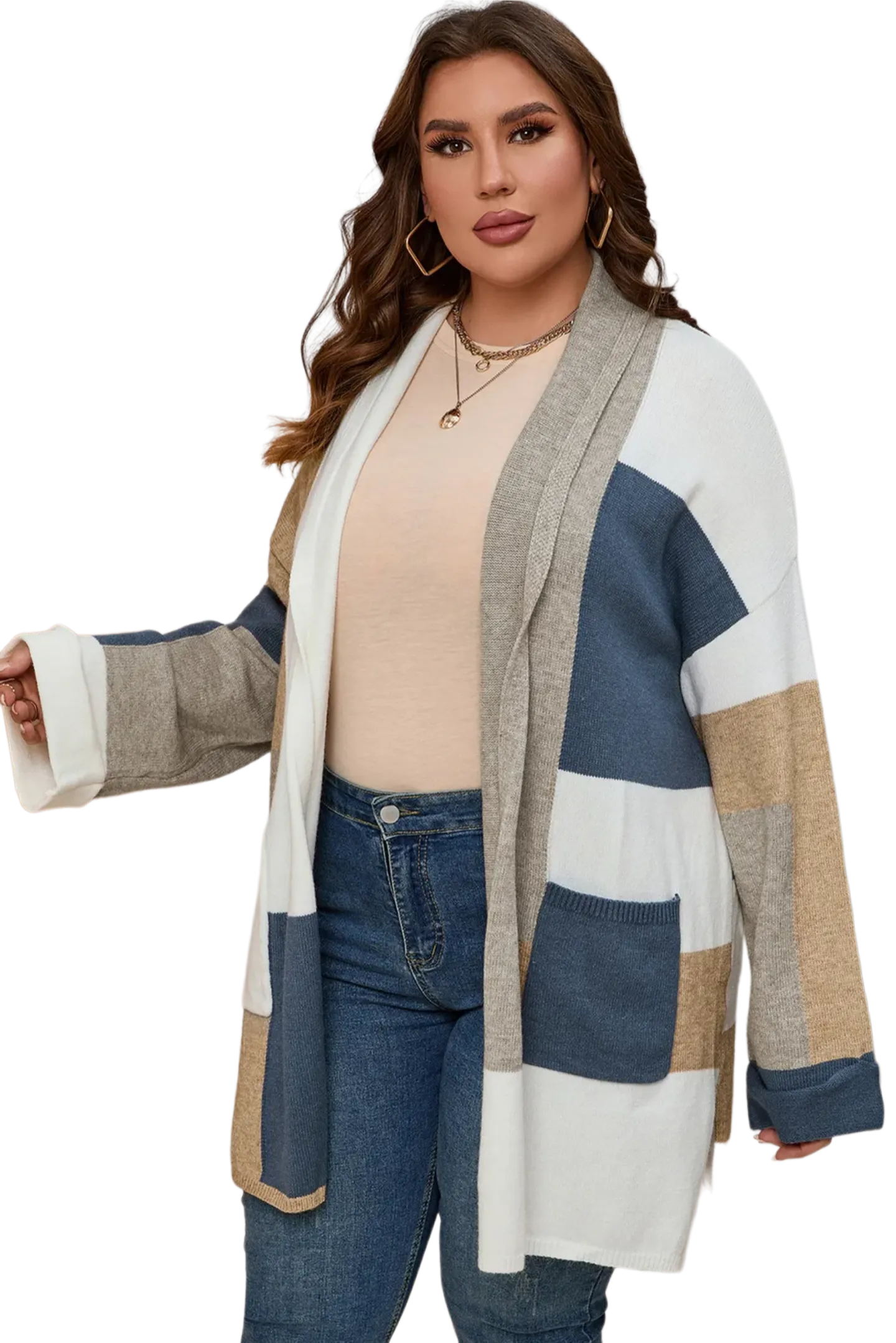 Color Block Long Sleeve Cardigan