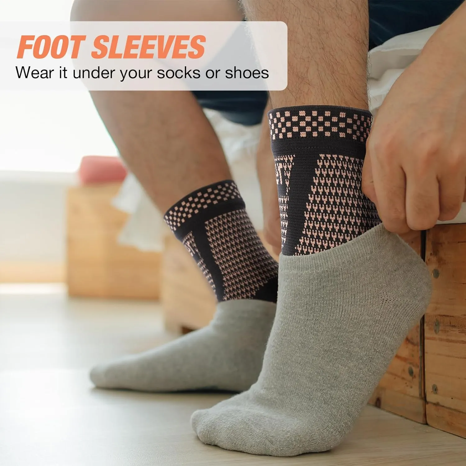 Copper Ankle Brace Compression Sleeve for Women & Men (1 Pair), Foot Arch Support Sock for Pain Relief, Plantar Fasciitis, Achilles Tendonitis