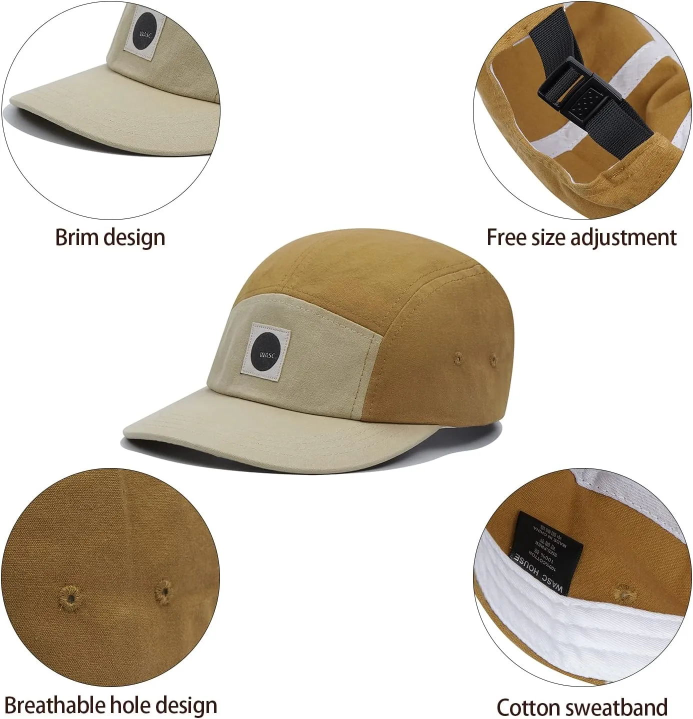 Croogo 5-Panel Flat Brim Baseball Cap Adjustable Snapback Hat Urban Flat Bill Trucker Hats Street Casual Men's Hip Hop Caps