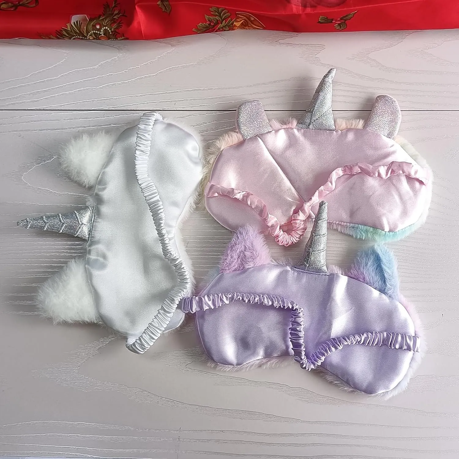 Cute Animal Sleeping Mask Soft Plush Blindfold Cute Rabbit Panda Koala Eye Cover Eyeshade for Kids Teens Girls Women (3Pack Unicorn)
