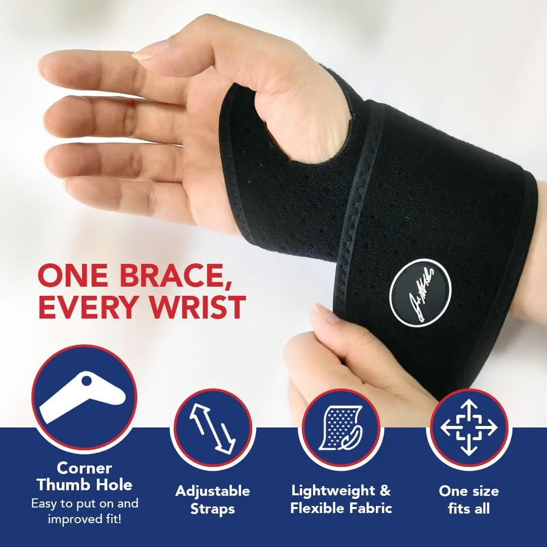 Dr. Arthritis Wrist Brace, Adjustable Wrist Wraps & Hand Brace Compression, Doctor-Developed Wrist Brace for Carpal Tunnel, Tendonitis, Injuries & More, Easy to Wear, Fits Both Hands (Single)