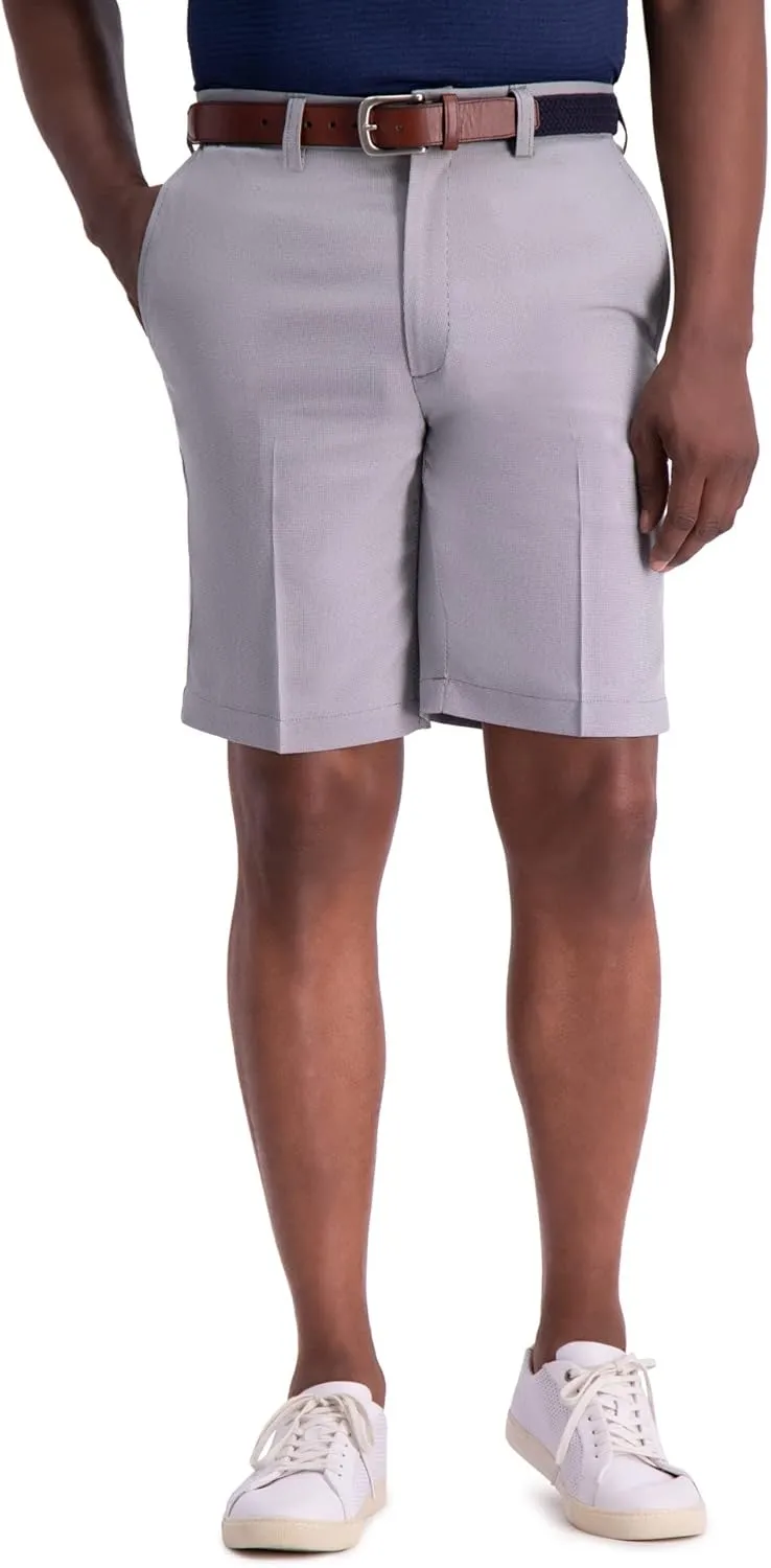 Haggar Men's Cool 18 Pro Straight Fit Flat Front 4-Way Stretch Expandable Waist Shorts - 7 and 9.5 Inch Inseams