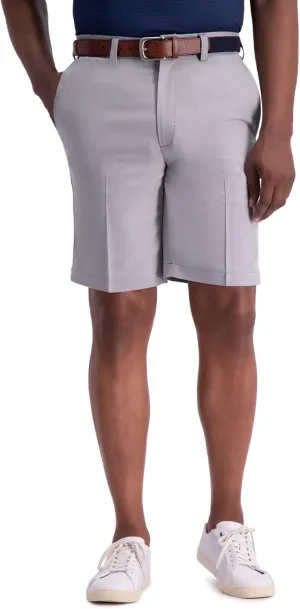 Haggar Men's Cool 18 Pro Straight Fit Flat Front 4-Way Stretch Expandable Waist Shorts - 7 and 9.5 Inch Inseams