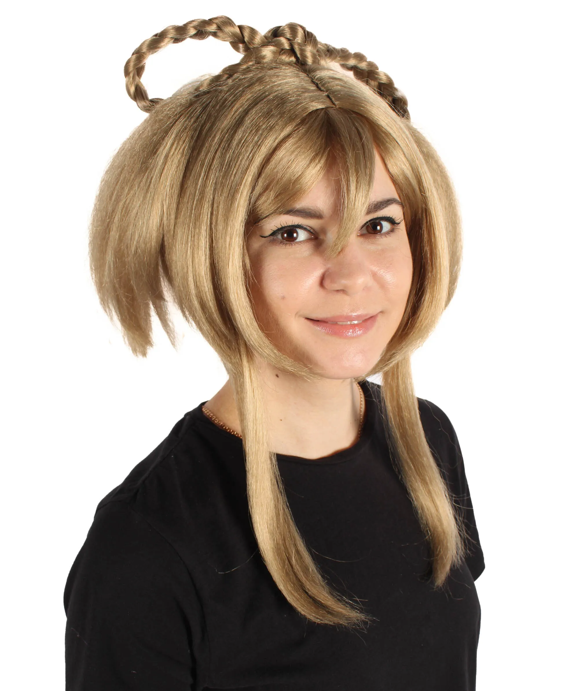 HPO Adult Women's Action Role Play Video Game Character Short Cosplay Blonde Wig I Perfect for Halloween I Flame-retardant Synthetic Fiber