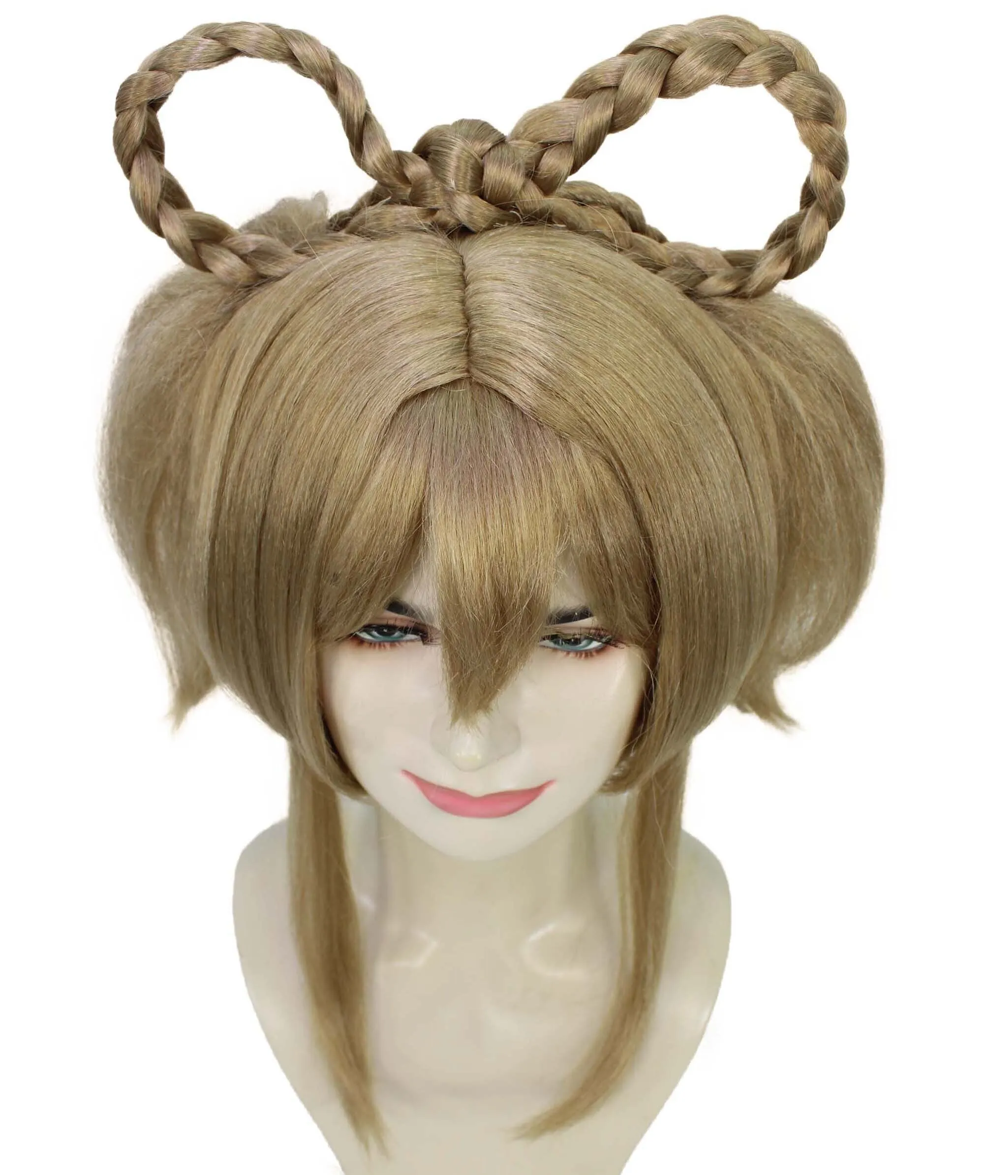 HPO Adult Women's Action Role Play Video Game Character Short Cosplay Blonde Wig I Perfect for Halloween I Flame-retardant Synthetic Fiber