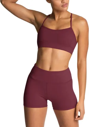 IMEKIS Women's Workout Sets 2 Piece Yoga Outfit High Waisted Biker Shorts Leggings Sports Bra Gym Fitness Clothes Tracksuit