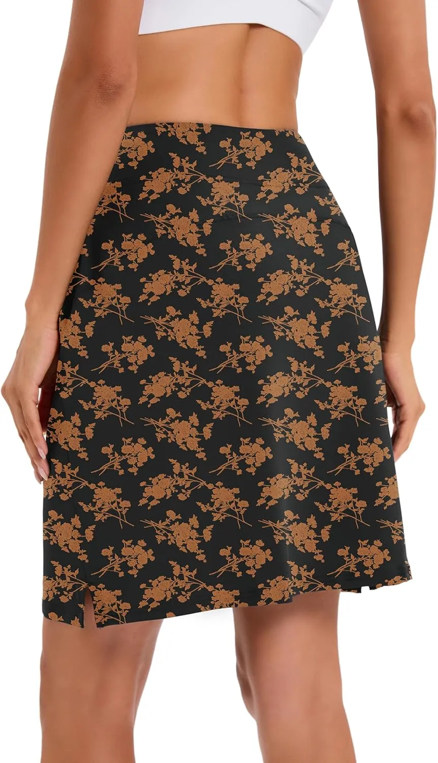 Jhsnjnr Women's Tennis Skirt Casual Knee Length Golf Skirts with Pockets Workout Athletic Skort