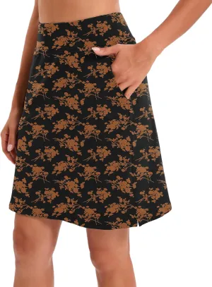 Jhsnjnr Women's Tennis Skirt Casual Knee Length Golf Skirts with Pockets Workout Athletic Skort