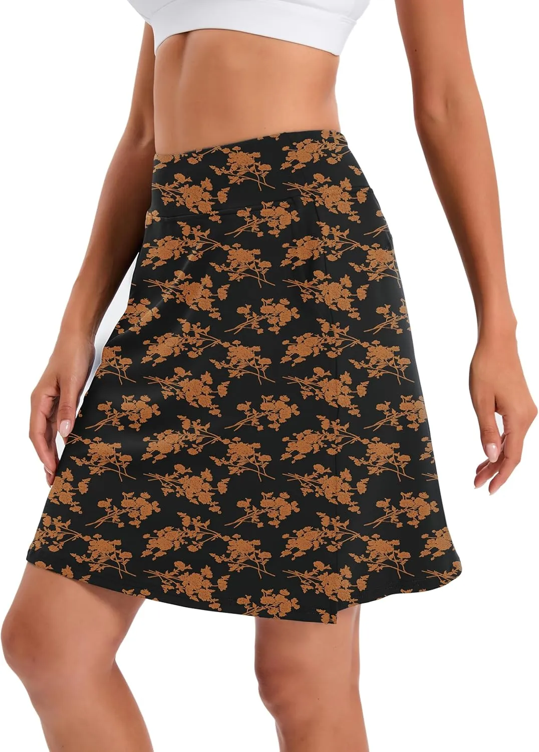 Jhsnjnr Women's Tennis Skirt Casual Knee Length Golf Skirts with Pockets Workout Athletic Skort