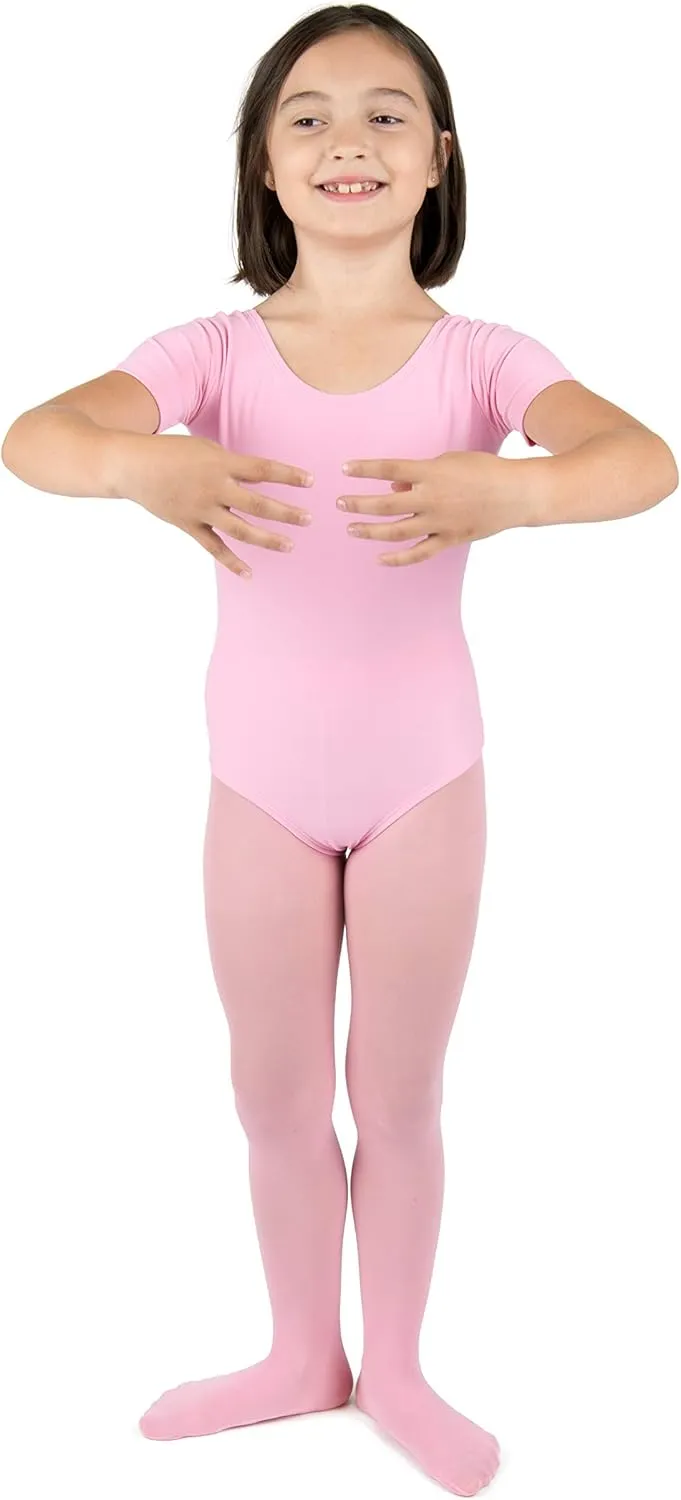 Leveret Girls Leotard Basic Short Sleeve Ballet Dance Leotard Kids & Toddler Shirt (Toddler-14 Years) Variety of Colors