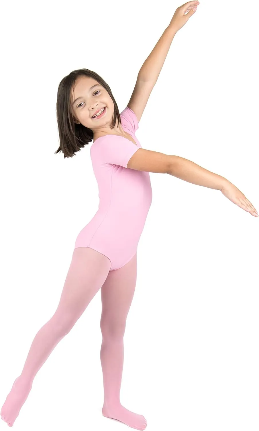 Leveret Girls Leotard Basic Short Sleeve Ballet Dance Leotard Kids & Toddler Shirt (Toddler-14 Years) Variety of Colors
