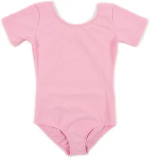 Leveret Girls Leotard Basic Short Sleeve Ballet Dance Leotard Kids & Toddler Shirt (Toddler-14 Years) Variety of Colors