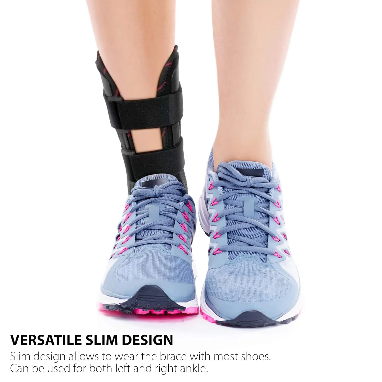 ORTONYX Ankle Stabilizer Brace, Stabilizing Stirrup Splint for Foot Injuries, Tendonitis, and Ankle Support, One Size Fits Most - Black - AB01
