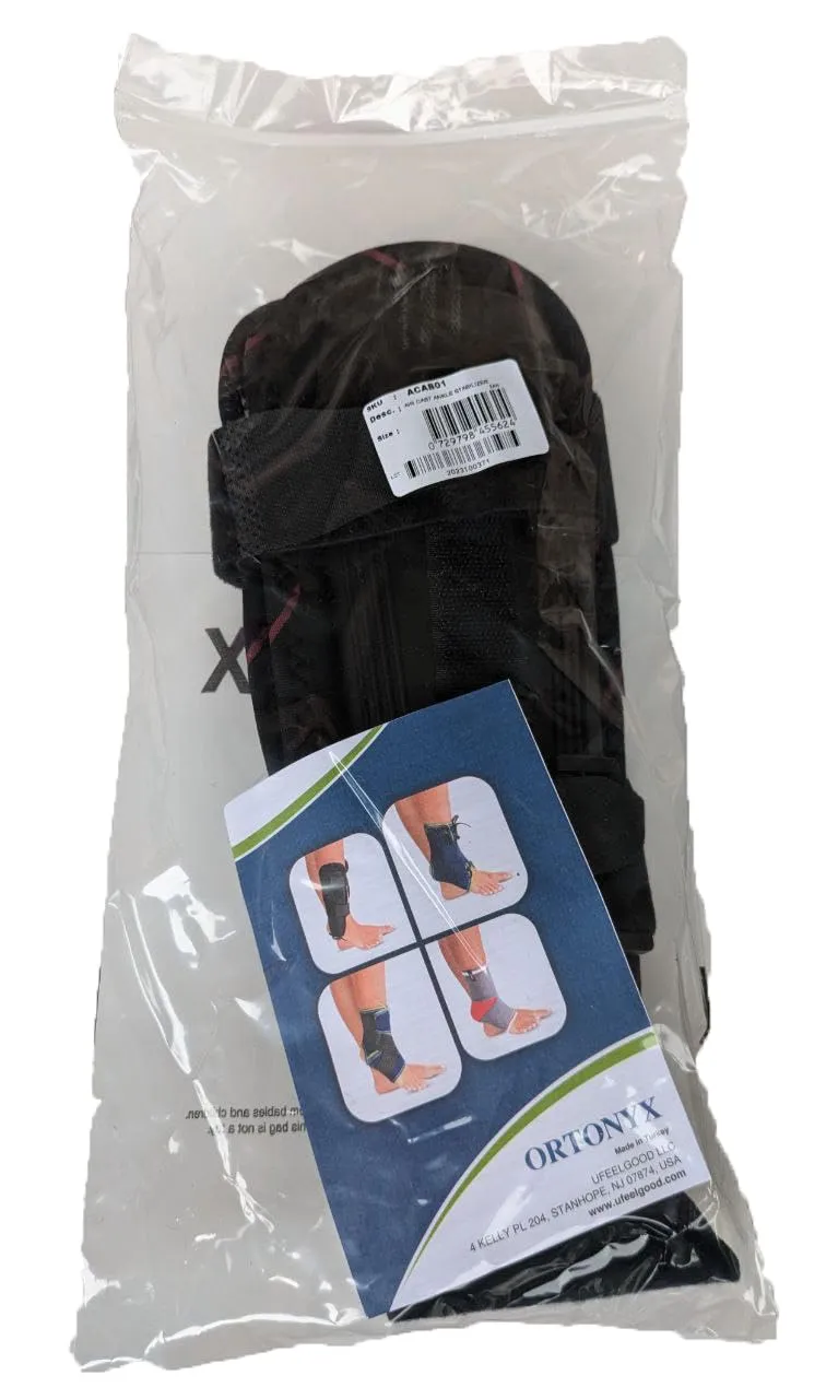 ORTONYX Ankle Stabilizer Brace, Stabilizing Stirrup Splint for Foot Injuries, Tendonitis, and Ankle Support, One Size Fits Most - Black - AB01