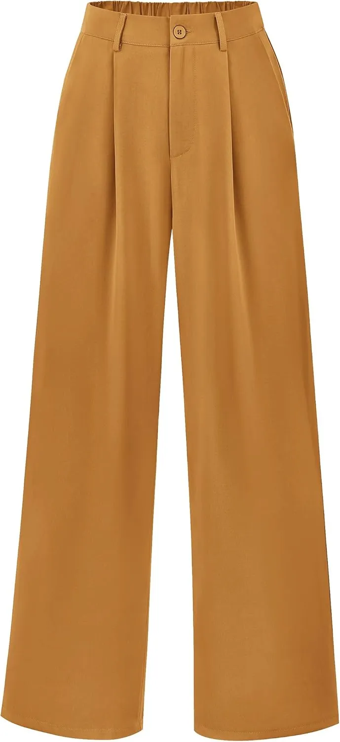 PRETTYGARDEN Palazzo Pants for Women Dressy High Elastic Waisted Business Casual Wide Leg Trousers Pant
