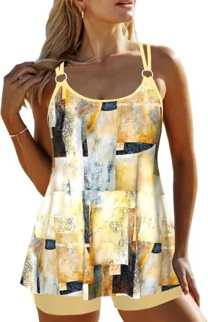 ROSEWE 2025 Tankini Swimsuits for Women, Bathing Suits with Shorts, Modest Swim Dress