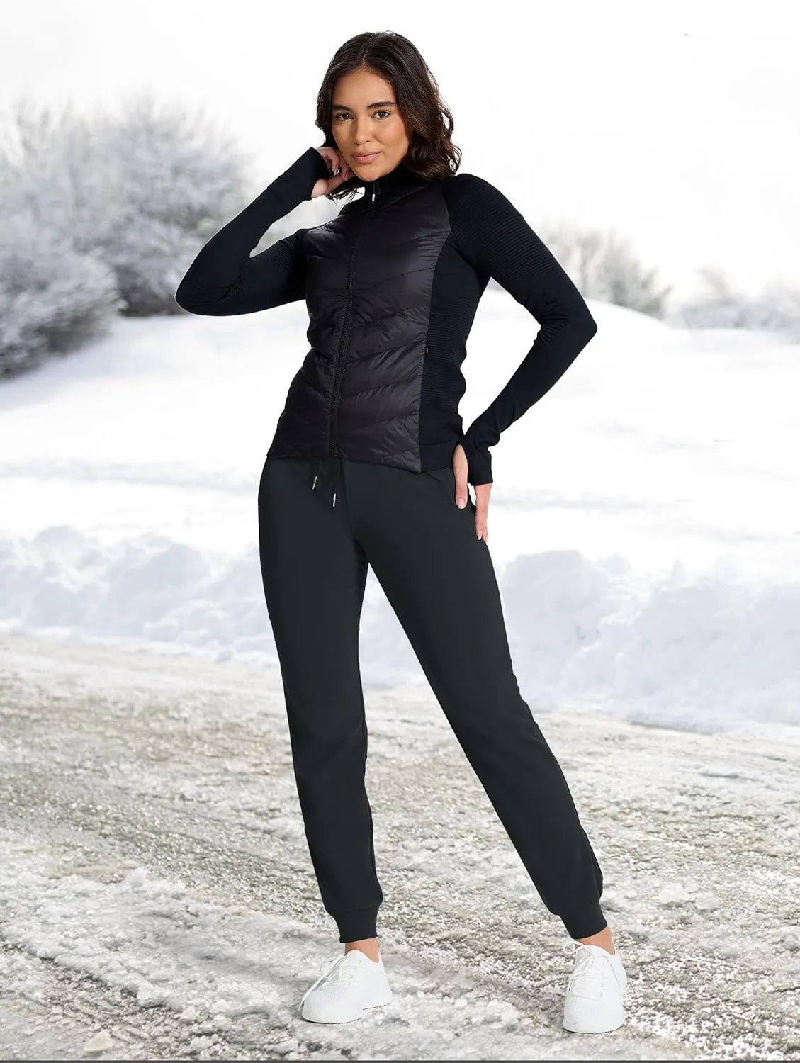 SEVEGO Women's 31"/33"/35" Inseam Tall Joggers Fleece Lined Sweatpants Water Resistant Thermal Athletic Running Pockets