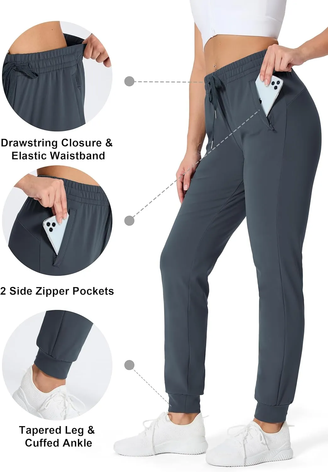 SEVEGO Women's 31"/33"/35" Inseam Tall Joggers Fleece Lined Sweatpants Water Resistant Thermal Athletic Running Pockets