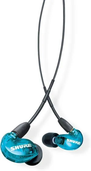 Shure SE215 PRO Wired Earbuds - Professional Sound Isolating Earphones, Clear Sound & Deep Bass, Single Dynamic MicroDriver, Secure Fit In Ear Monitor, plus Carrying Case & Fit Kit - Blue (SE215SPE)