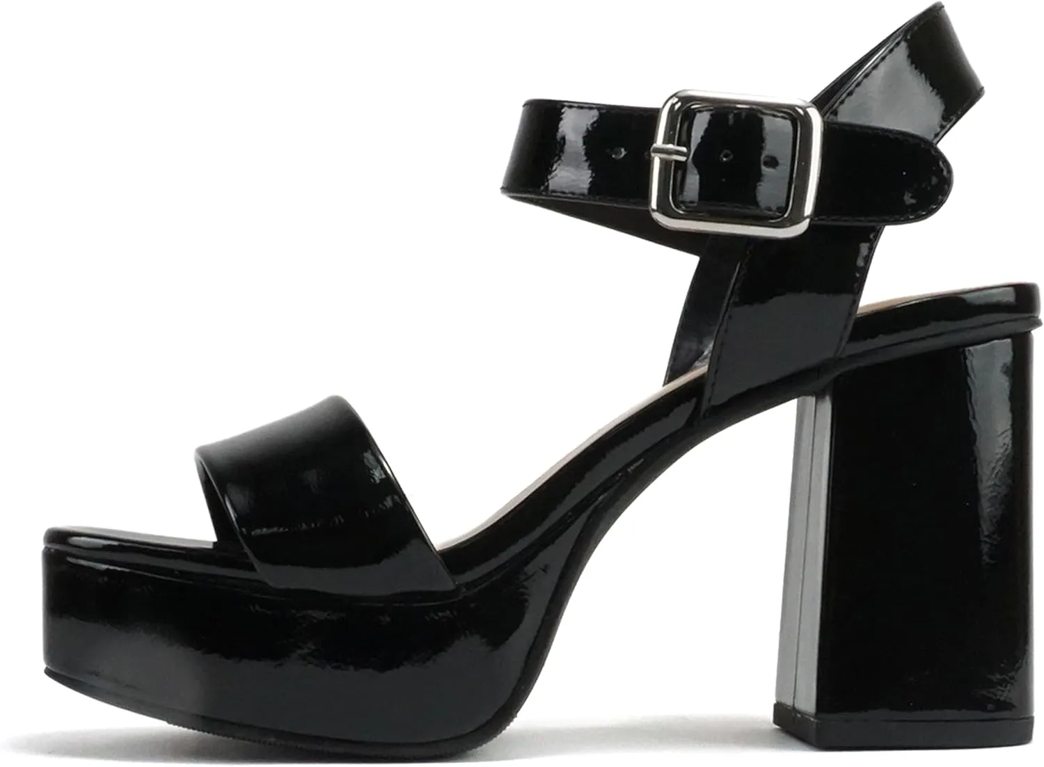 Soda MACEY ~ Women Open Square Toe Single Band High Heel Platform Dress Sandal with Adjustable Ankle Strap