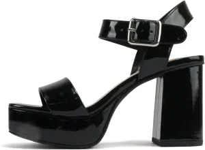 Soda MACEY ~ Women Open Square Toe Single Band High Heel Platform Dress Sandal with Adjustable Ankle Strap