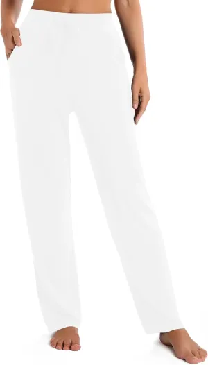 Urban CoCo Women's Straight Leg Long Pants Elastic High Waist Drawstring Casual Trousers with Pockets