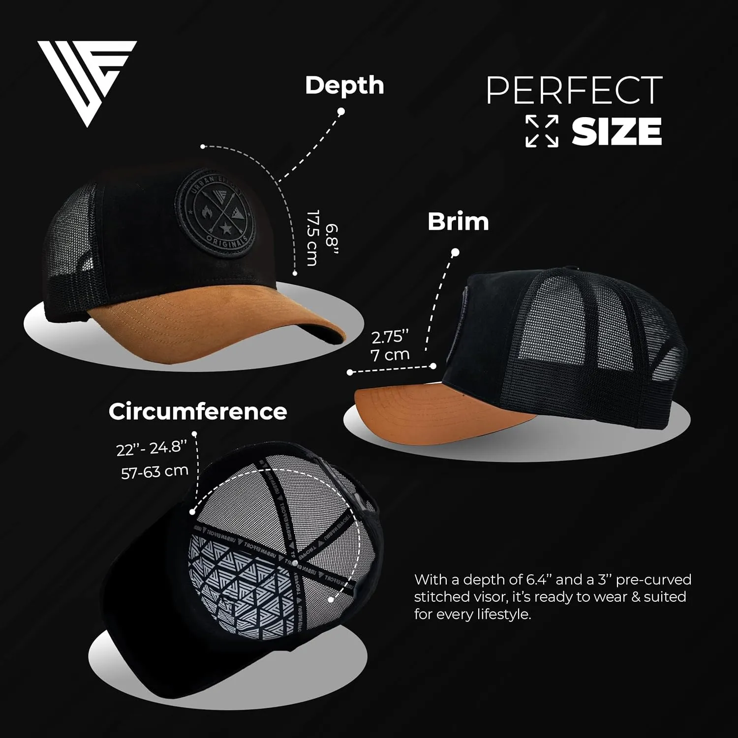Urban Effort Mesh Back Cap - for Men and Women Baseball Hat 5-Panel Trucker Hat - Great Snapback Closure for Hunting & Hiking