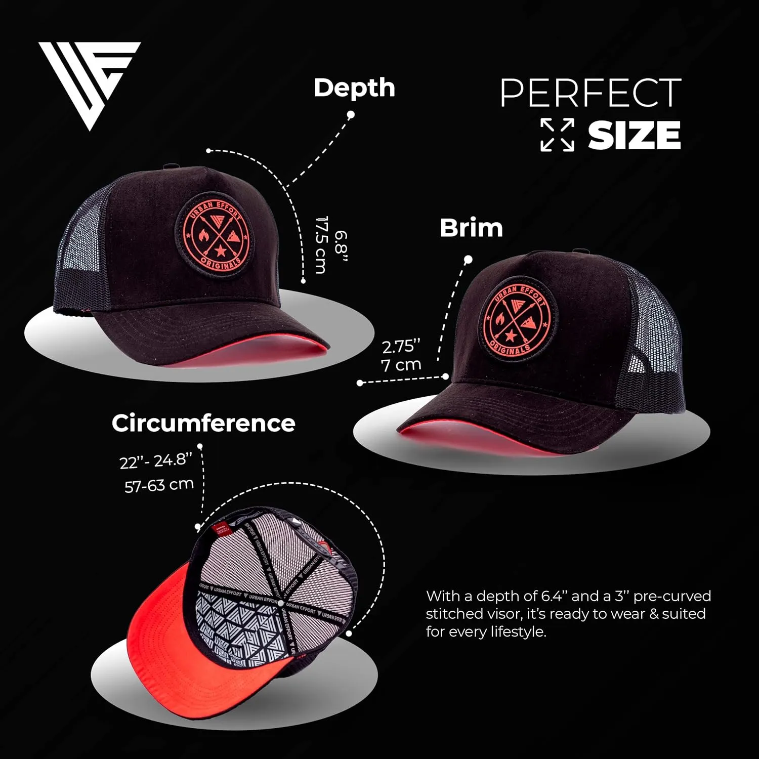 Urban Effort Mesh Back Cap - for Men and Women Baseball Hat 5-Panel Trucker Hat - Great Snapback Closure for Hunting & Hiking