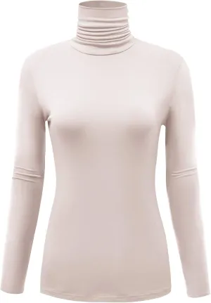 Women's Long Sleeve Lightweight Turtleneck Top Slim Fit Pullover T-Shirt (S-XXL)