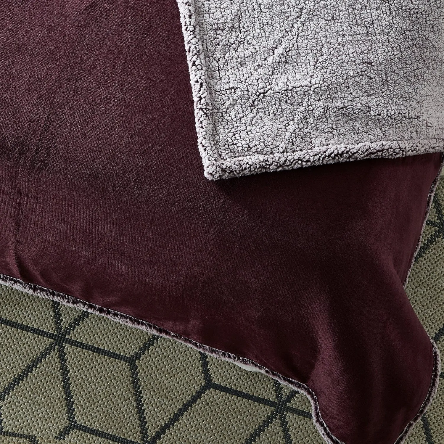 Zakary Flannel Reversible Heathered Sherpa Throw